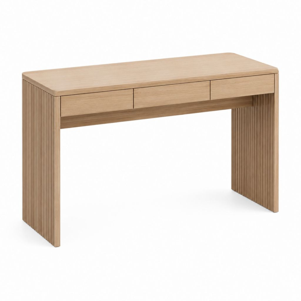 Schreibtisch mit 3 Schubladen Eichenfurnier rechteckig Natur 120 x 60 x 75 cm