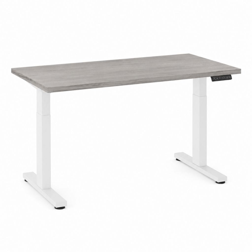Elektrischer höhenverstellbarer Schreibtisch Grau Weiß MDF 120 x 60 cm