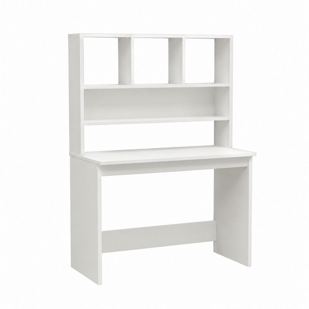 Schreibtisch mit Aufsatzregal Weiß Spanplatte rechteckig 80 x 45 x 145 cm