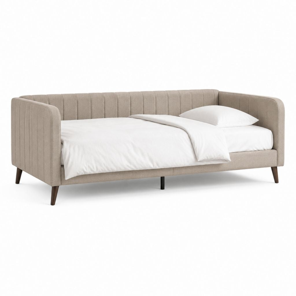 Schlafsofa Taupe mit Polyesterbezug rechteckig 220 x 100 x 85 cm Liegefläche 200 x 90 cm