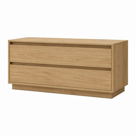 TV-Lowboard Natur mit Eichenfurnier rechteckig 2 Schubladen 120 x 45 x 60 cm
