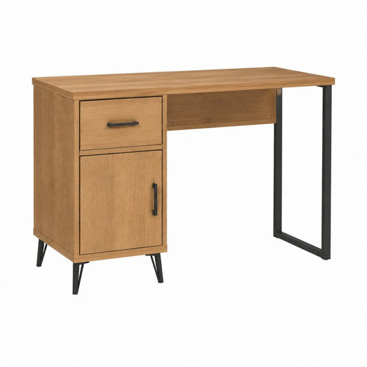 Schreibtisch mit Schublade und Schrankfach Eichenholzdekor Spanplatte Rechteckig 120 x 60 x 75 cm
