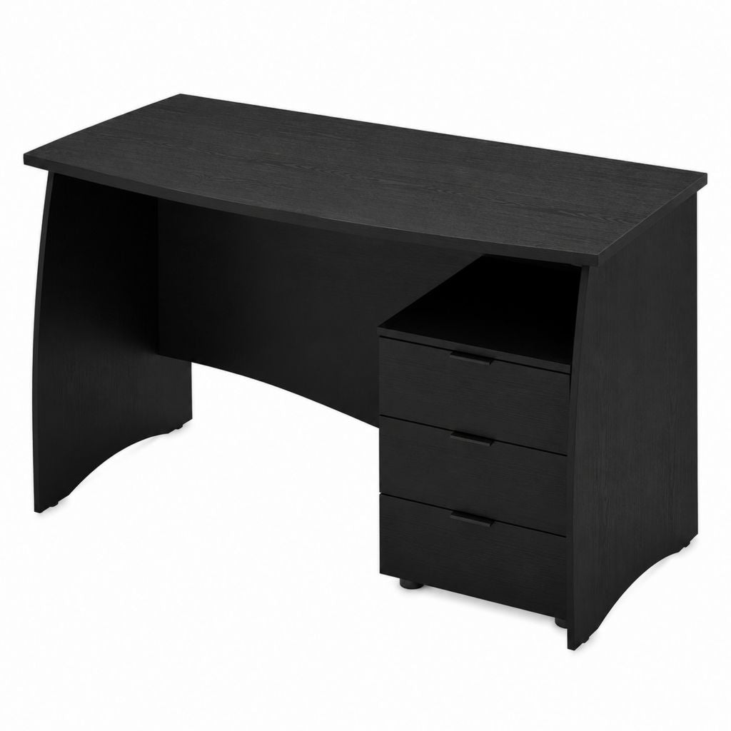 Schreibtisch Schwarz aus melaminharzbeschichteter Spanplatte mit 3 Schubladen 120 x 60 x 75 cm