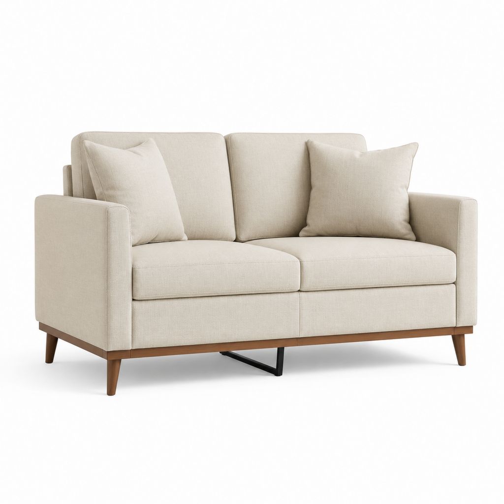 2-Sitzer Sofa Beige Polyester Rechteckig 160 x 85 x 85 cm