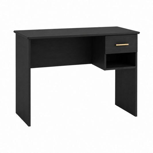Schreibtisch Schwarz aus Spanplatte rechteckig mit Schublade und Ablagefach 100 x 50 x 75 cm