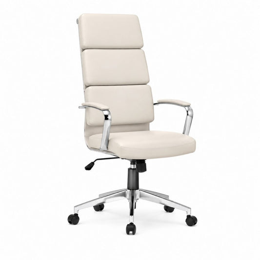 Chefsessel Bürostuhl Cremeweiß PU-Kunstleder mit hoher Rückenlehne 64 x 68 x 116-126 cm