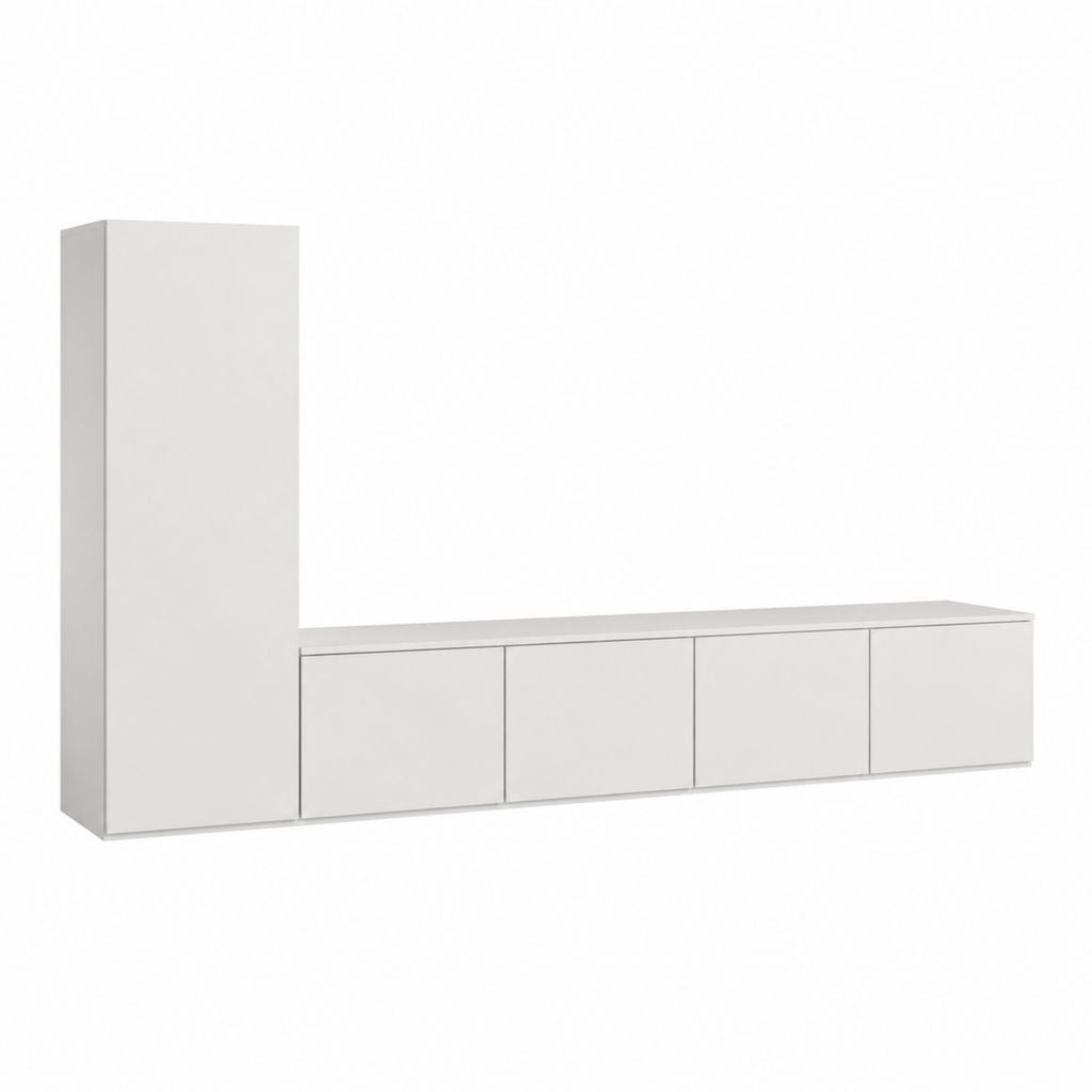 Wohnwand TV-Möbel Set Weiß Spanplatte Rechteckig 240 x 40 x 180 cm