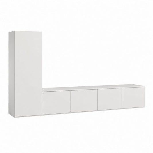 Wohnwand TV-Möbel Set Weiß Spanplatte Rechteckig 240 x 40 x 180 cm