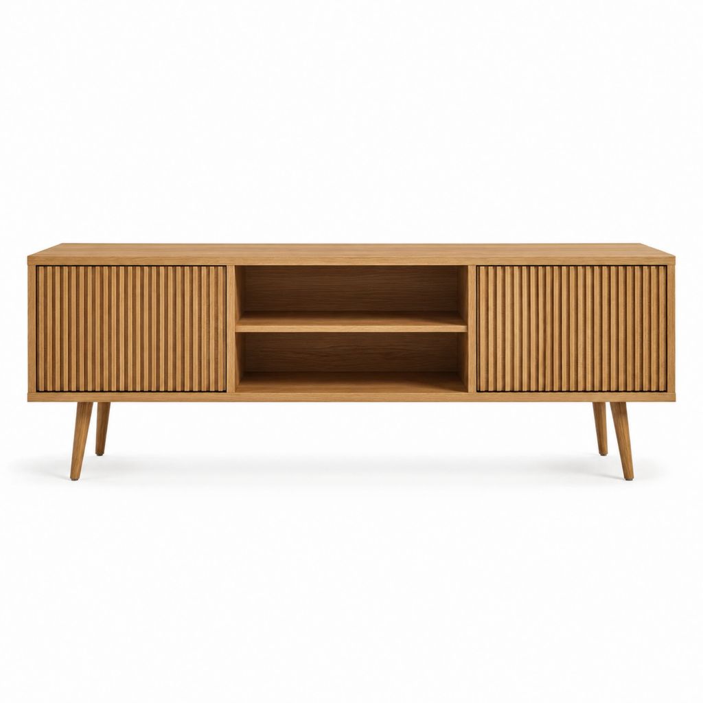 TV-Lowboard Braun MDF mit Walnussfurnier Rechteckig 180 x 40 x 60 cm