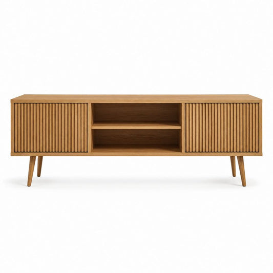TV-Lowboard Braun MDF mit Walnussfurnier Rechteckig 180 x 40 x 60 cm