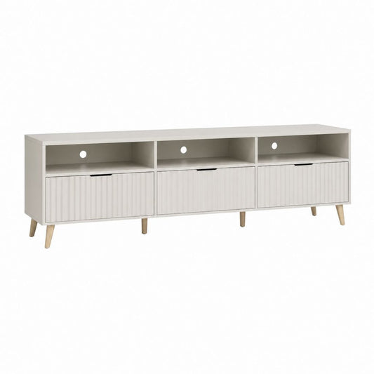 TV Lowboard Weiß Spanplatte Rechteckig 160 x 40 x 60 cm mit 3 Klapptüren und 3 Kabeldurchführungen