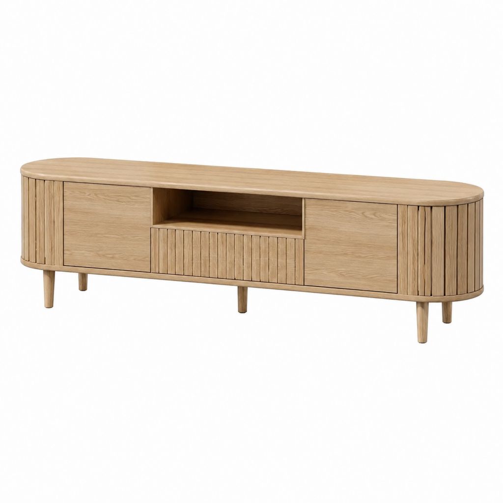 TV Lowboard Natur aus massiver Eiche mit abgerundeten Seiten 180 x 40 x 55 cm