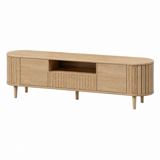 TV Lowboard Natur aus massiver Eiche mit abgerundeten Seiten 180 x 40 x 55 cm