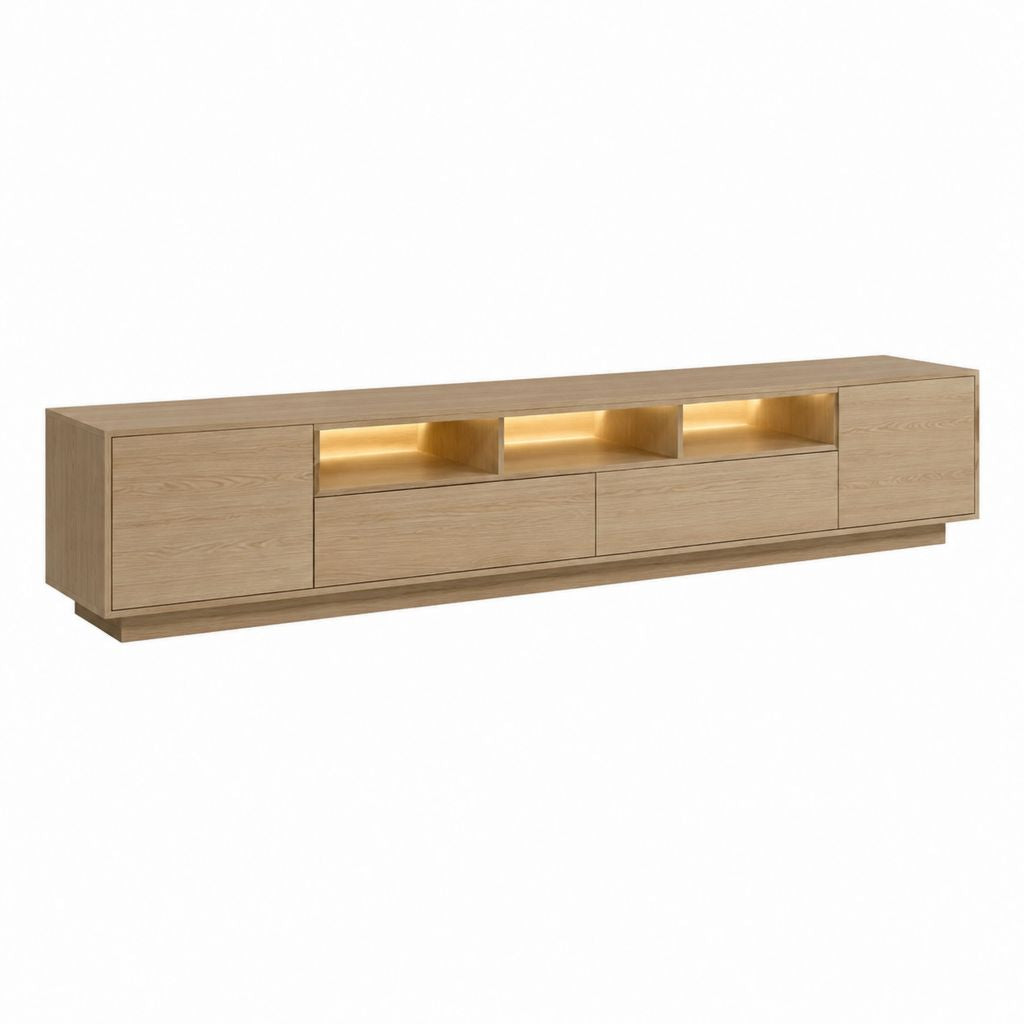 TV-Lowboard Eiche Spanplatte rechteckig mit LED-Beleuchtung 200 x 40 x 50 cm