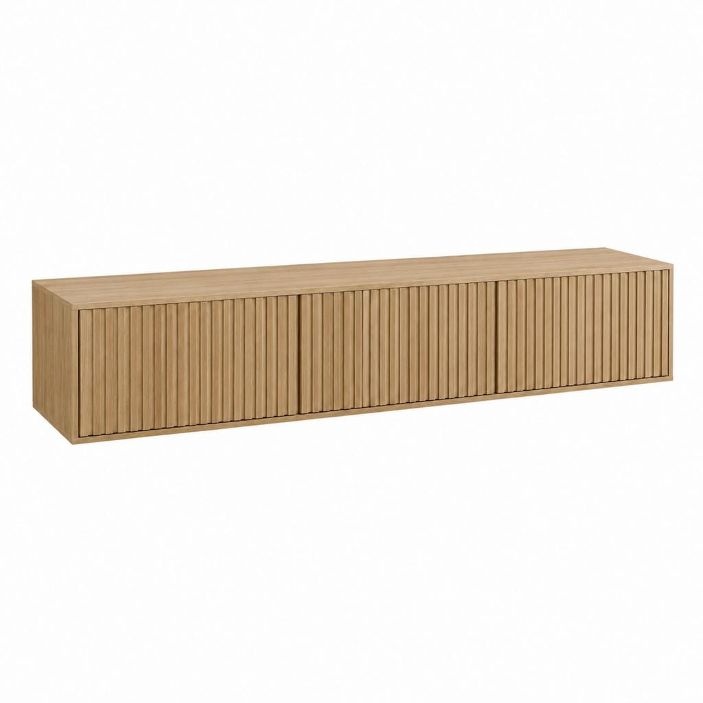 TV-Lowboard Eichenoptik MDF rechteckig mit Lamellenfront 180 x 40 x 45 cm